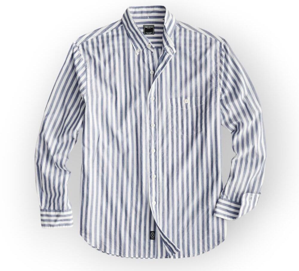 Todd Snyder Slim Fit Summerweight Favorite Shirt White Blue Stripe Men’s L